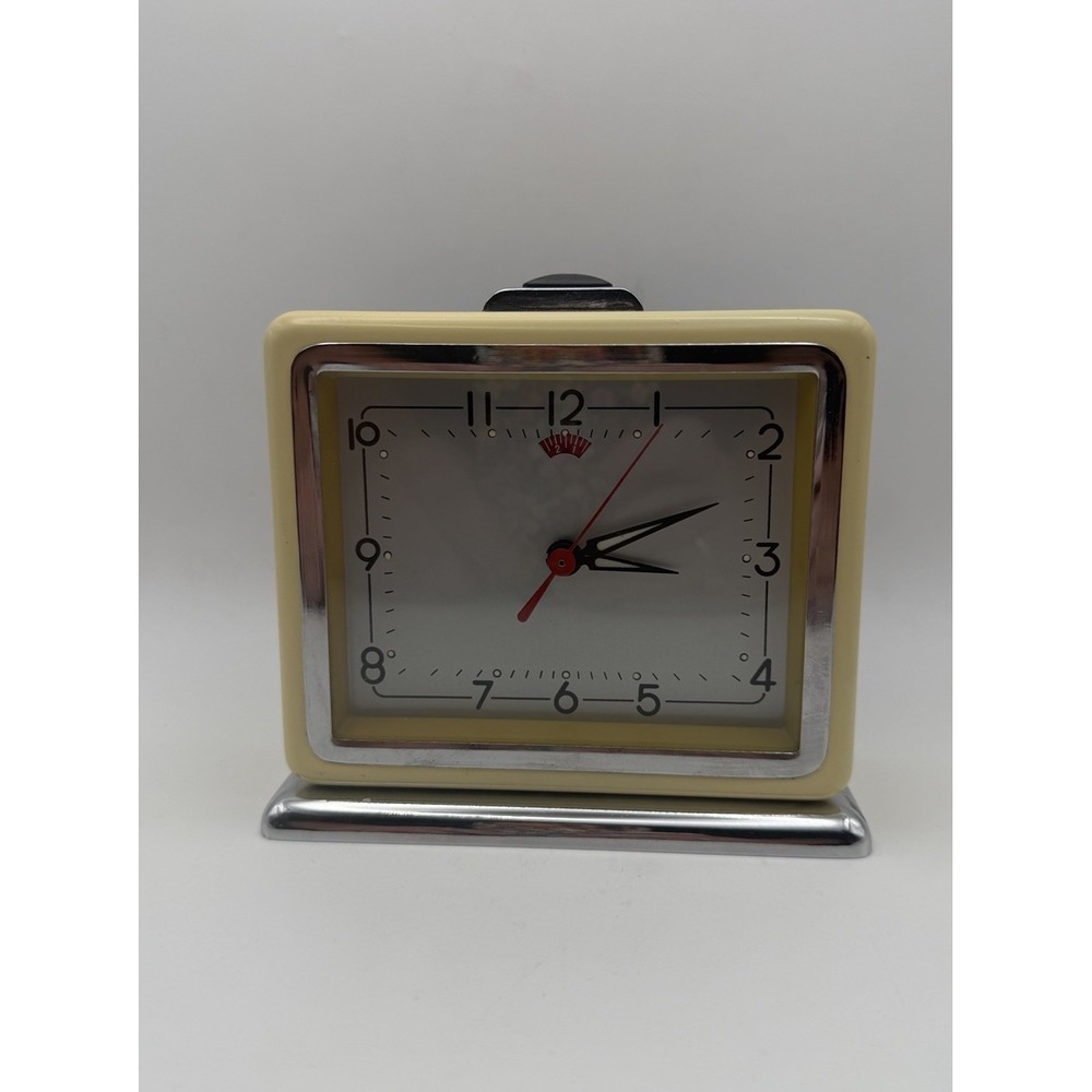 Vintage Shanghai China Wind Up Alarm Clock MCM Atomic Age Mechanical Working